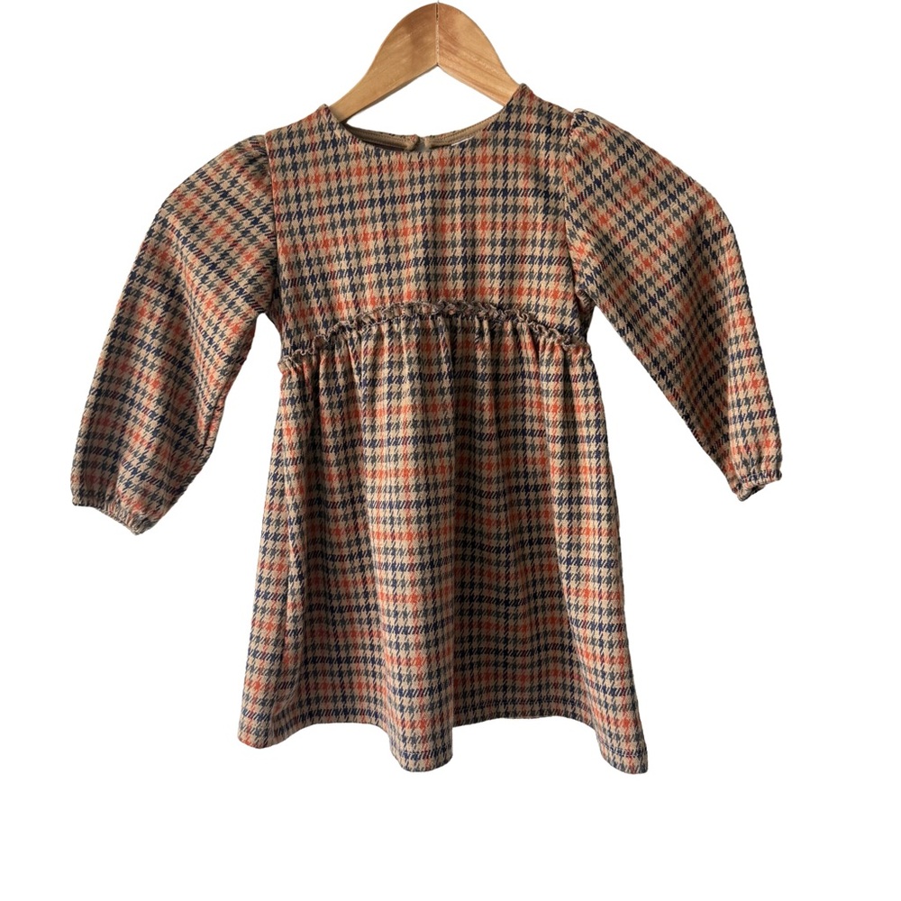 Zara Kids Tan Houndstooth Fall Dress 2/3 Years